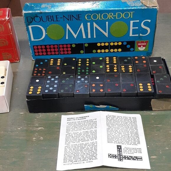 Bundle of 2 sets of Dominoes: Fred Roberts Bakelite & Double-Nine color dot - Picture 4 of 6